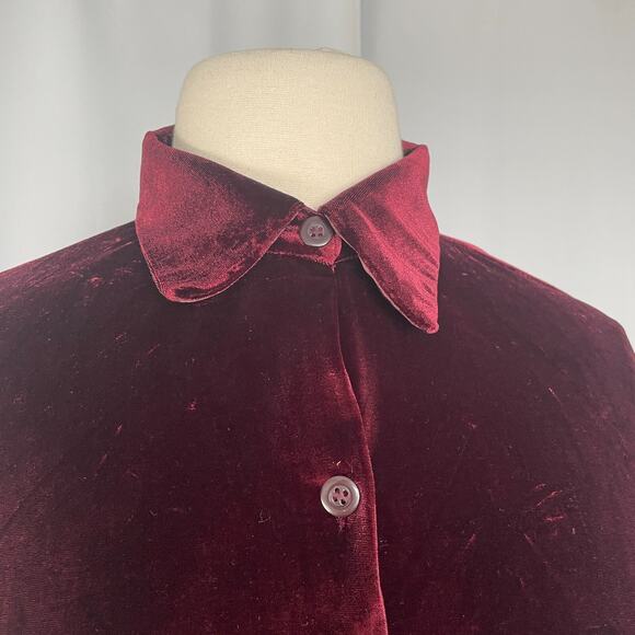 Velvet Top Womens Size Large Burgundy Button Witchy Whimsigoth Fairy Grunge Y2K - Picture 3 of 11